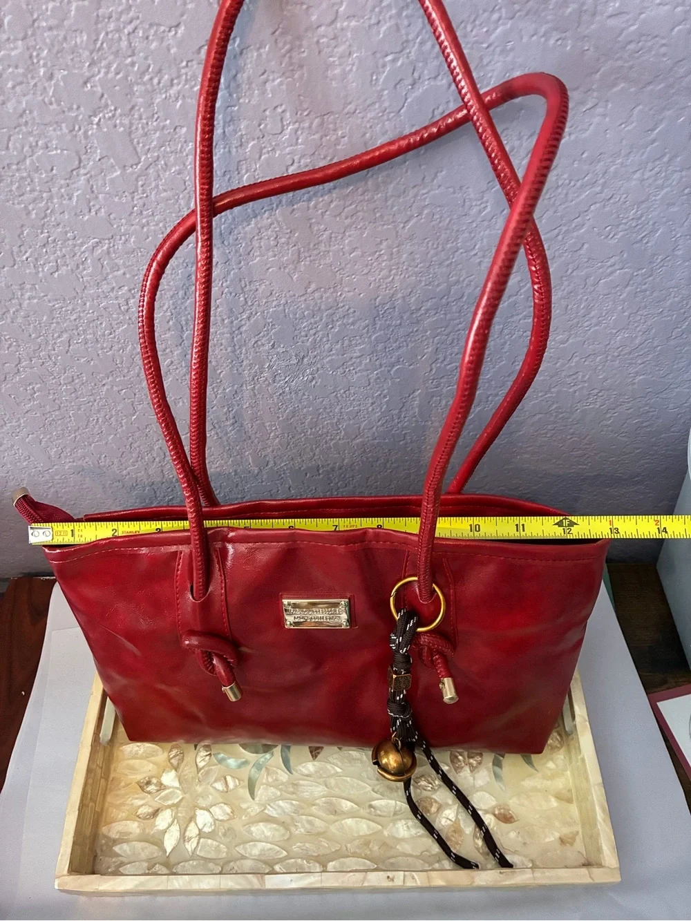 Red Women's Shoulder Tote with Braided Charm - Unknown Brand